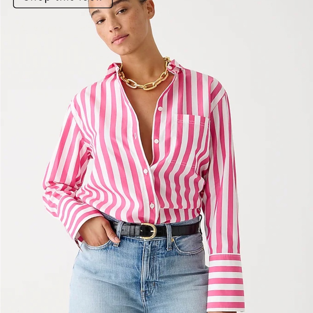 J Crew Poplin Stripe Shirt